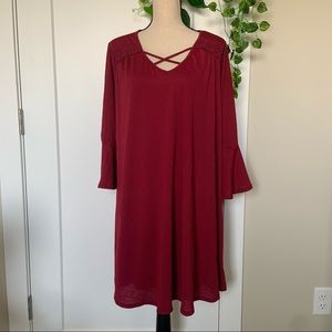 Burgundy Long Sleeve Dress 🍂🍁